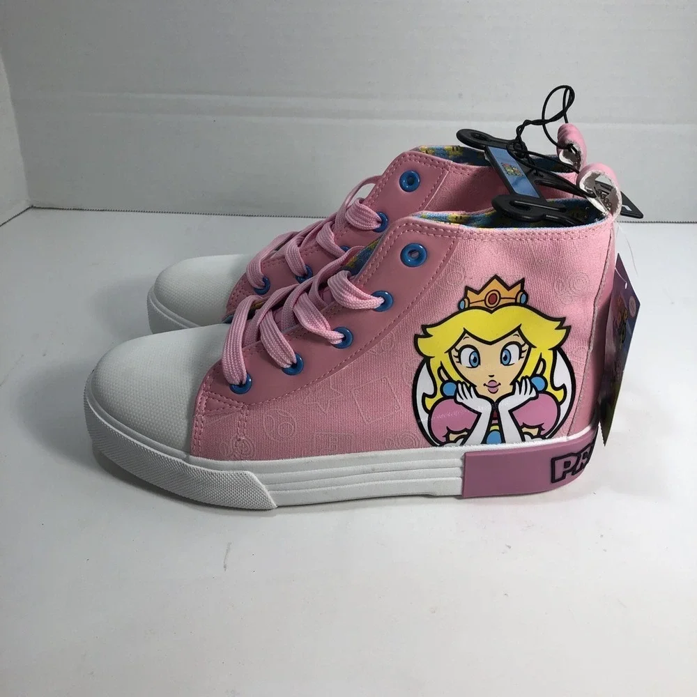 Nintendo Super Mario Princess Peach Pink High Top‎ Sneakers Girls Size 5